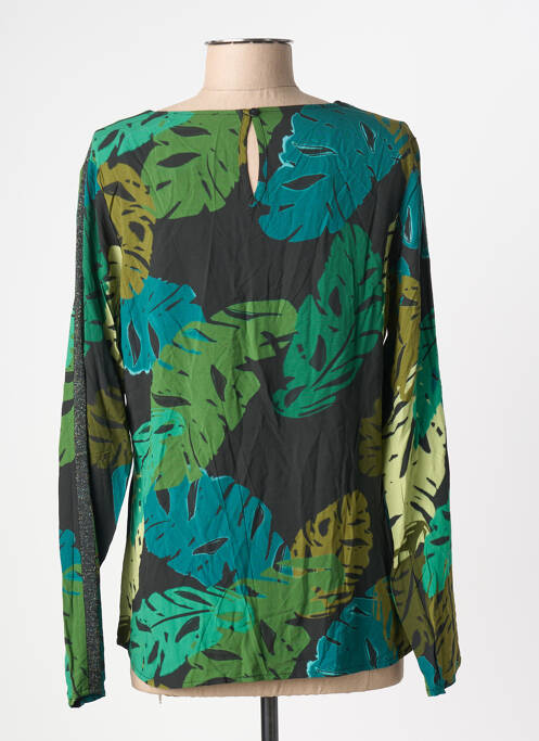 Blouse fermeture boutonnée au dos manches longues vert GEISHA femme