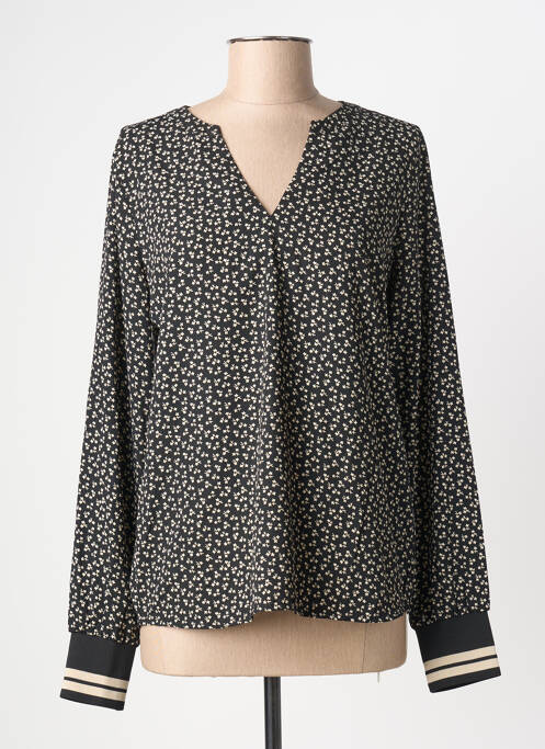 Blouse imprimé fleurs manches longues noir GEISHA femme