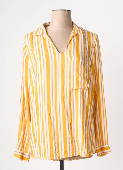 Blouse poignets boutonnés avec fente manches longues jaune JULIE GUERLANDE femme