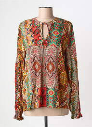 Blouse imprimé fantaisie manches longues rouge GEISHA femme