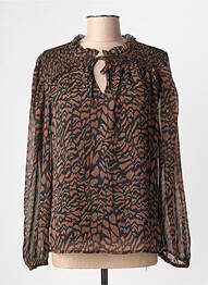 Blouse imprimé fantaisie manches longues marron B.YOUNG femme