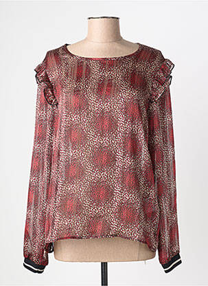 Blouse imprimé fantaisie manches longues rouge GEISHA femme