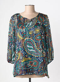 Blouse imprimé fantaisie manches longues bleu CHRISTINE LAURE femme