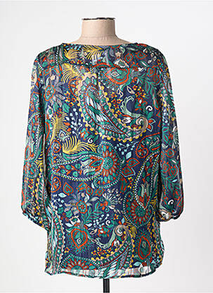 Blouse imprimé fantaisie manches longues bleu CHRISTINE LAURE femme