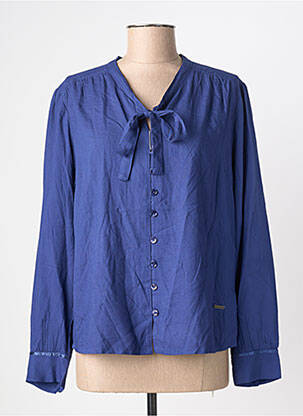 Chemisier coupe droite manches longues bleu AGATHE & LOUISE femme