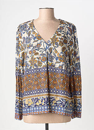 Blouse imprimé fantaisie manches longues beige JULIE GUERLANDE femme