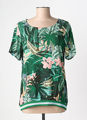 Top imprimé fantaisie manches courtes vert GEISHA femme
