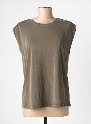 Top coupe cintrée sans manche vert CULTURE femme