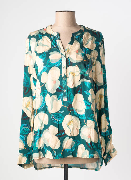 Blouse imprimé fantaisie manches longues vert TONI femme
