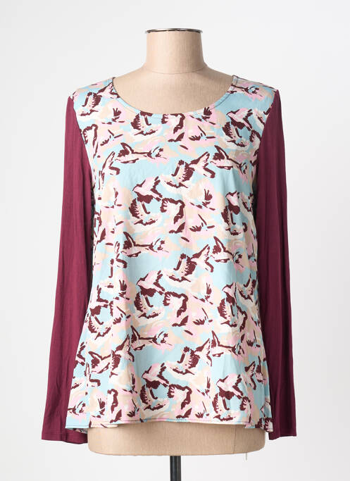 Top imprimé fantaisie manches longues bleu LA FIANCÉE femme