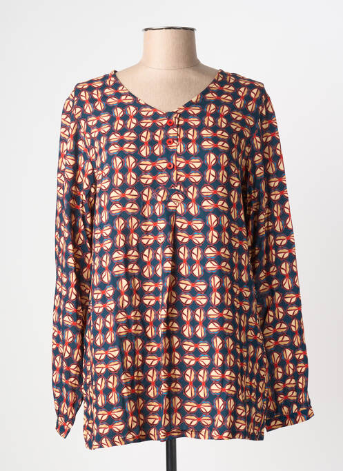 Blouse imprimé fantaisie manches longues bleu AGATHE & LOUISE femme