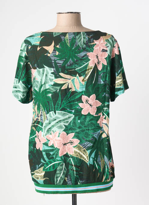 Top imprimé fantaisie manches courtes vert GEISHA femme