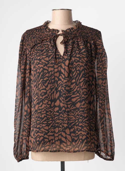 Blouse imprimé fantaisie manches longues marron B.YOUNG femme