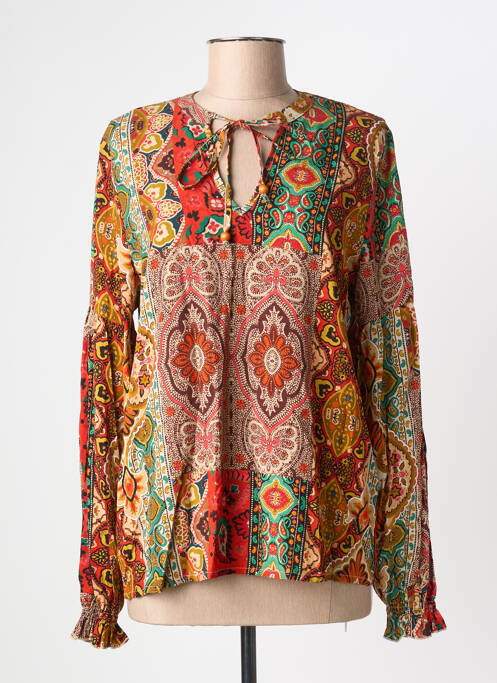 Blouse imprimé fantaisie manches longues rouge GEISHA femme