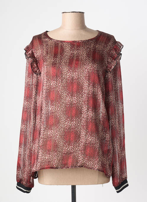 Blouse imprimé fantaisie manches longues rouge GEISHA femme