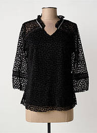 Top coupe cintrée manches 3/4 noir CHRISTINE LAURE femme