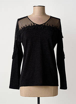 Top stretch manches longues noir JULIE GUERLANDE femme