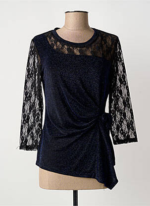 Top stretch manches 3/4 bleu CHRISTINE LAURE femme