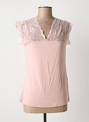 Top tissage jersey manches courtes rose CULTURE femme