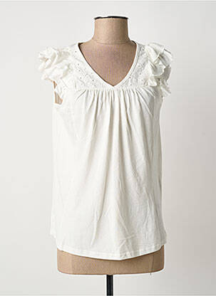 Top tissage jersey manches courtes blanc JENSEN femme