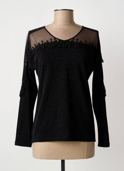 Top tissage jersey manches longues noir JULIE GUERLANDE femme