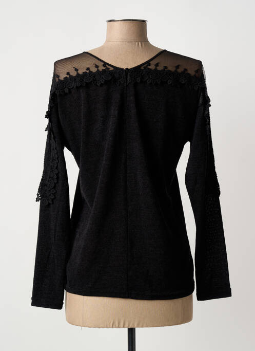 Top tissage jersey manches longues noir JULIE GUERLANDE femme