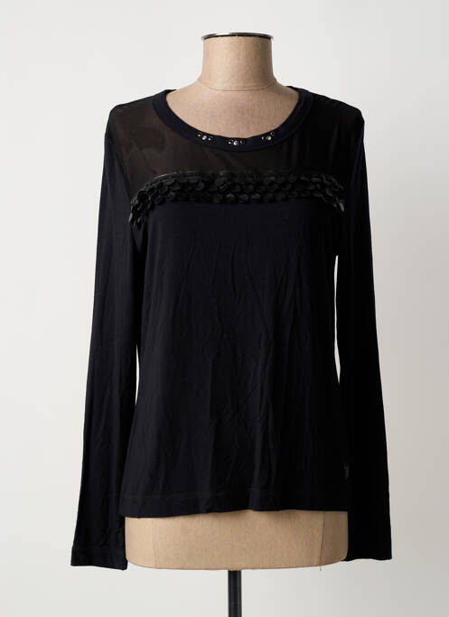 Top tissage jersey manches longues noir HBT femme