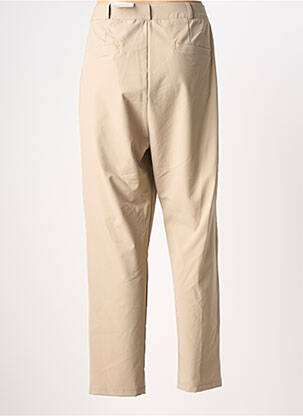 Pantalon droit fermeture zippée sous rabat boutonné beige HBT femme