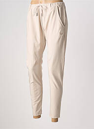Pantalon slim taille élastique beige HBT femme