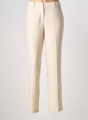 Pantalon droit fermeture zippée sous rabat boutonné beige DIANE LAURY femme