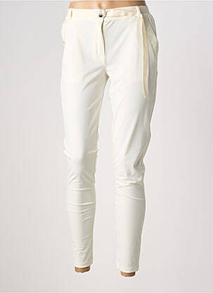 Pantalon 7/8 fermeture zippée sous rabat boutonné blanc HBT femme