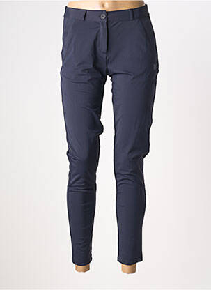 Pantalon 7/8 fermeture zippée sous rabat boutonné bleu HBT femme