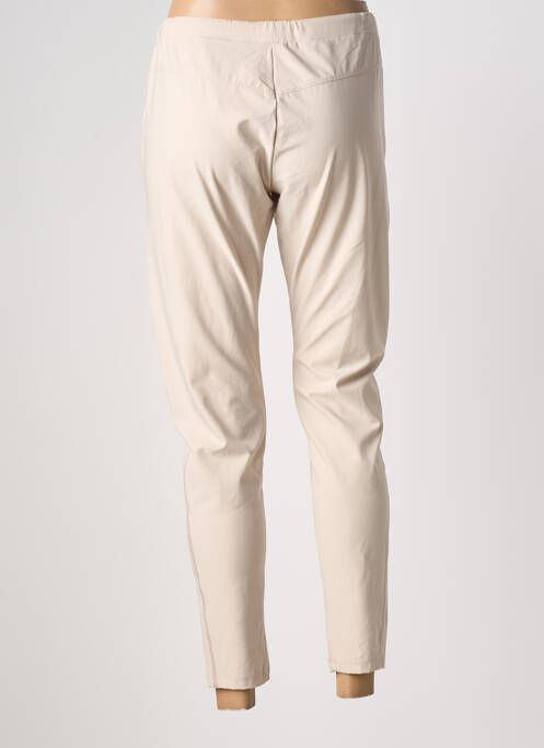 Pantalon slim taille élastique beige HBT femme