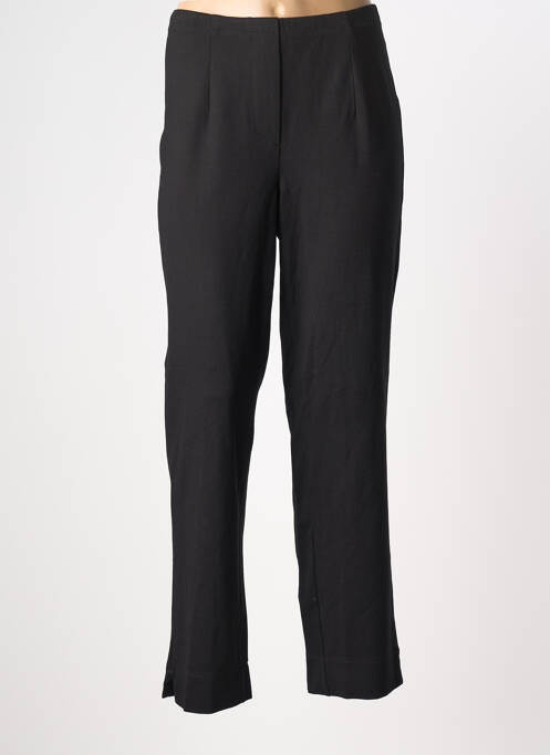 Pantalon droit taille élastique noir POISSONS BLANCS femme