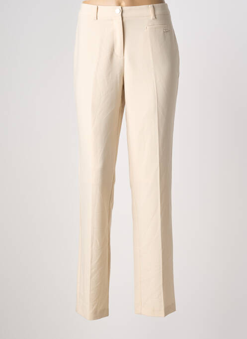 Pantalon droit fermeture zippée sous rabat boutonné beige DIANE LAURY femme