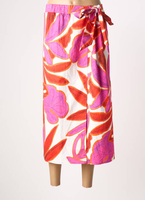 Jupe mi-longue coupe droite violet POISSONS BLANCS femme