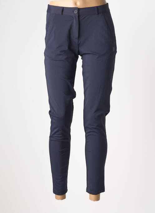 Pantalon 7/8 fermeture zippée sous rabat boutonné bleu HBT femme