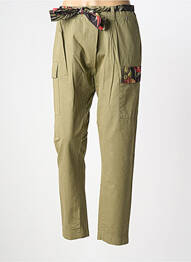 Pantalon cargo tissage popeline taille haute vert DIXIE femme