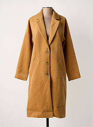Manteau long coupe cintrée sans capuche beige YUKA femme