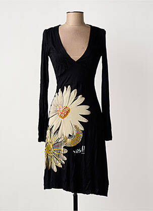 Robe mi-longue manches longues manches longues noir DESIGUAL femme
