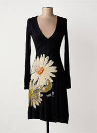 Robe mi-longue manches longues manches longues noir DESIGUAL femme