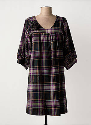 Robe courte manches 3/4 manches 3/4 violet BLOCCO femme