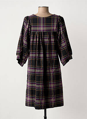 Robe courte manches 3/4 manches 3/4 violet BLOCCO femme