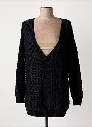 Pull tunique stretch manches longues noir MARIE-SIXTINE femme