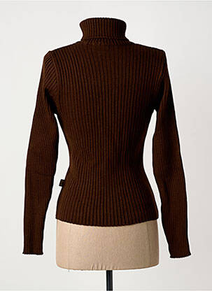 Pull col roulé maille souple et aérée manches longues marron CEDIXSEPT femme
