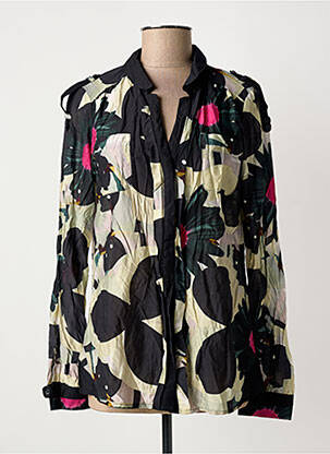 Chemisier imprimé fleurs manches longues noir DESIGUAL femme