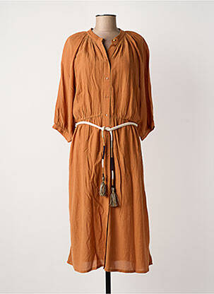 Robe mi-longue manches 3/4 manches 3/4 orange SESSUN femme