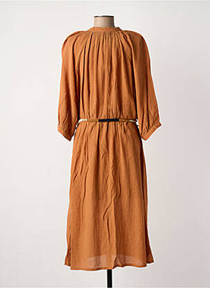 Robe mi-longue coupe fluide manches 3/4 orange SESSUN femme
