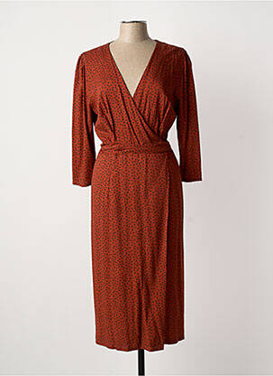 Robe mi-longue manches 3/4 manches 3/4 orange AATISE femme