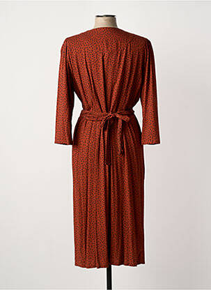 Robe mi-longue manches 3/4 manches 3/4 orange AATISE femme